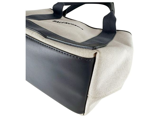 Borsa Balenciaga Cabas S Navy Marrone Crudo - vista 8