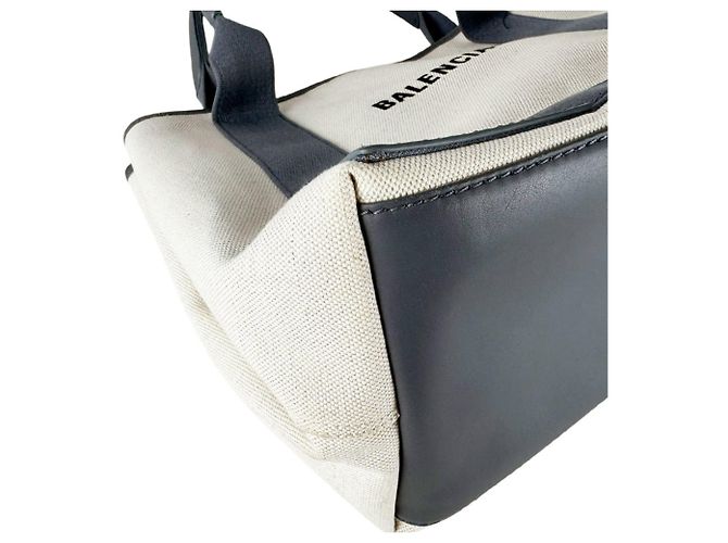 Borsa Balenciaga Cabas S Navy Marrone Crudo - vista 9