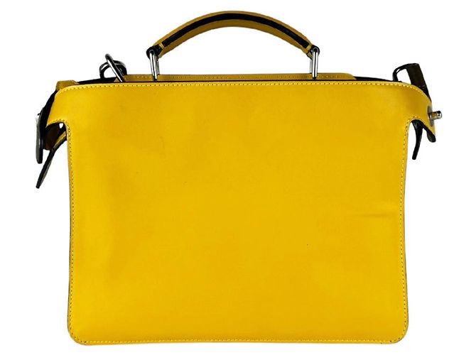 Borsa a tracolla Fendi Peekaboo I.U. in Khaki e Yellow Cachi Giallo - vista 3