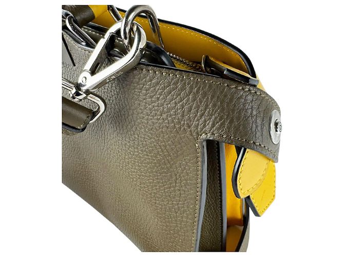 Borsa a tracolla Fendi Peekaboo I.U. in Khaki e Yellow Cachi Giallo - vista 6