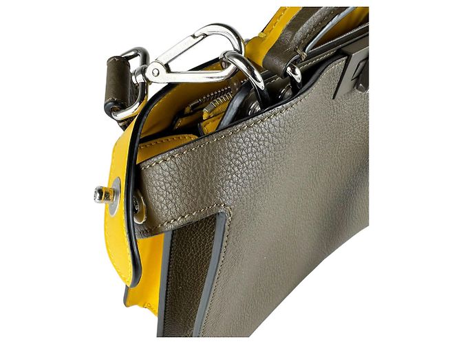 Borsa a tracolla Fendi Peekaboo I.U. in Khaki e Yellow Cachi Giallo - vista 7