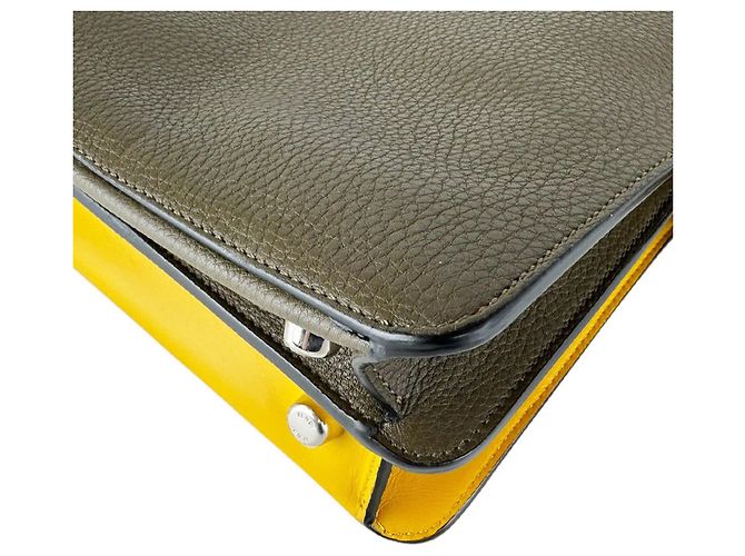 Borsa a tracolla Fendi Peekaboo I.U. in Khaki e Yellow Cachi Giallo - vista 8