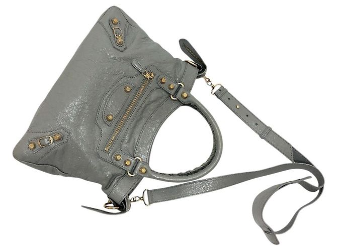 Borsa 2-Way in pelle grigia Balenciaga Marrone - vista 6