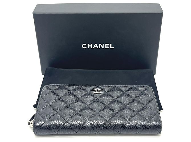 Chanel Matelassé Coco Mark langes Portemonnaie Schwarz - Ansicht 18