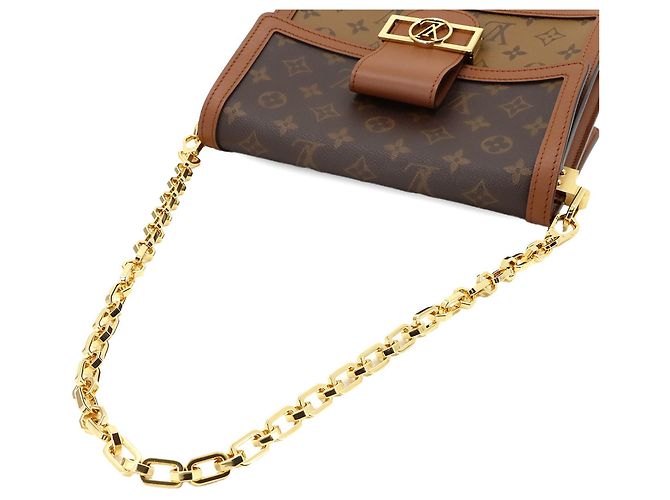 Bolsa de Ombro Louis Vuitton Monogram Reverse Dauphine MM Marrom Monograma - vista 6