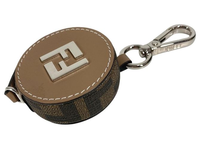 Fendi Zucca FF Logo Leder-Schlüsselanhänger Braun - Ansicht 3