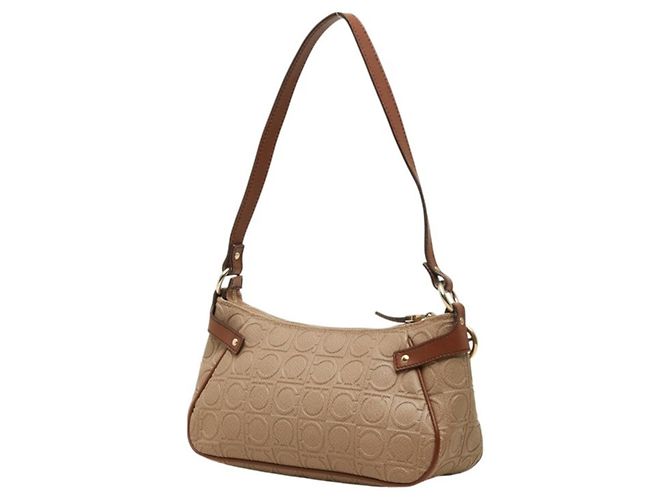 Borsa Salvatore Ferragamo con logo Gancini in rilievo Marrone Beige - vista 2