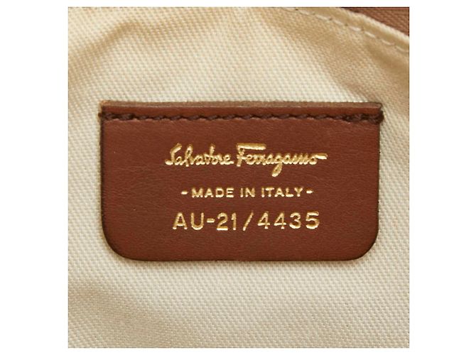 Borsa Salvatore Ferragamo con logo Gancini in rilievo Marrone Beige - vista 9