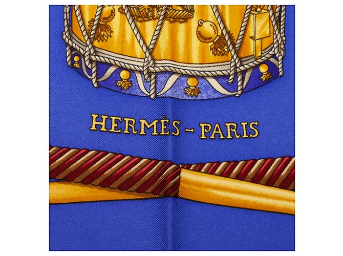 Hermès Foulard Hermes Carre 90 LES TAMBOURS Blu Multicolore Verde - vista 3