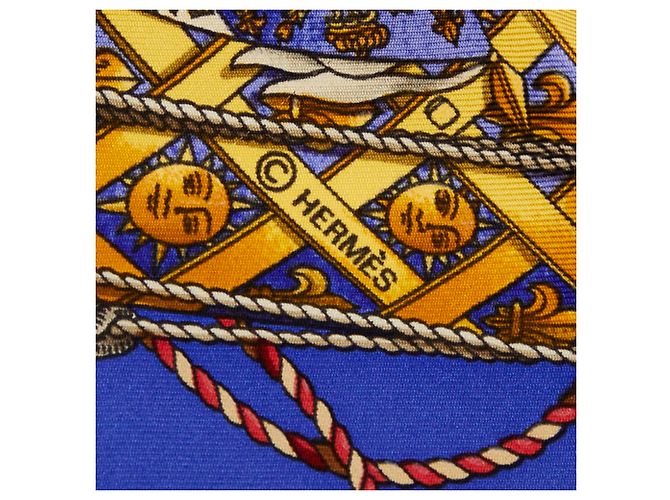 Hermès Foulard Hermes Carre 90 LES TAMBOURS Blu Multicolore Verde - vista 4