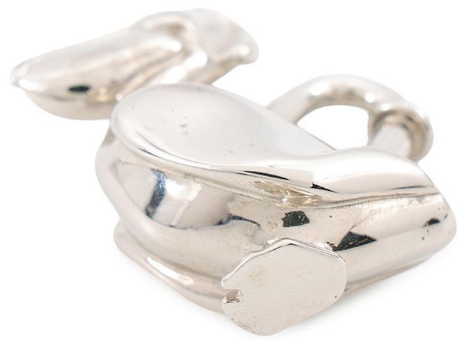 Hermès Charm per borsa Hermes Silver Padlock Pelican Argento - vista 2
