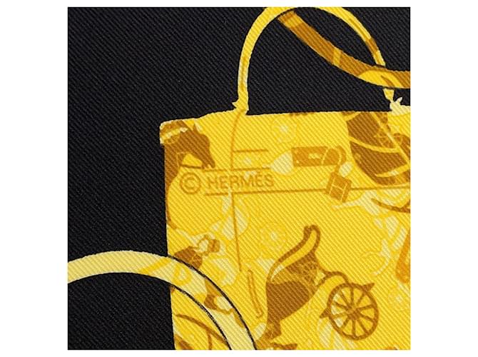 Kelly Hermès Foulard di seta Hermes Nero e Oro D'oro - vista 8