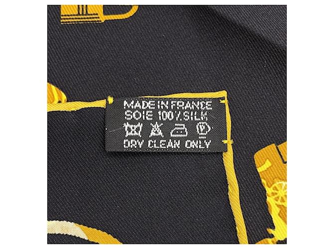 Kelly Hermès Foulard di seta Hermes Nero e Oro D'oro - vista 9