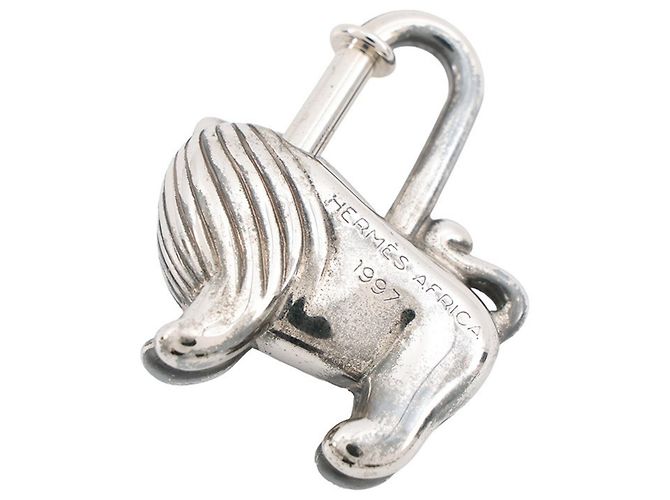 Hermès Hermes Cadena Lion Africa 1997 Metal Charm Argento - vista 3
