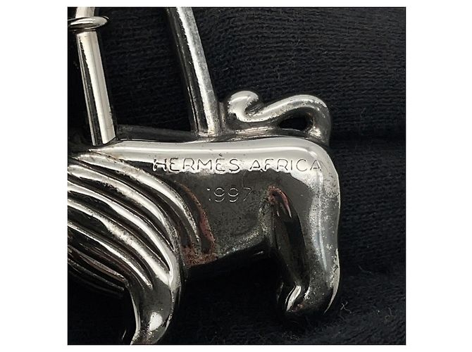 Hermès Hermes Cadena Lion Africa 1997 Metal Charm Argento - vista 8