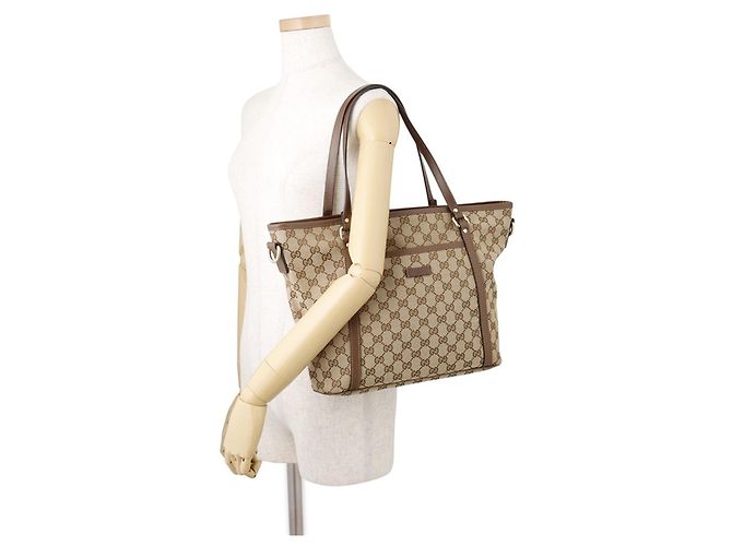 Gucci GG Canvas Leder Tote Bag Braun - Ansicht 4