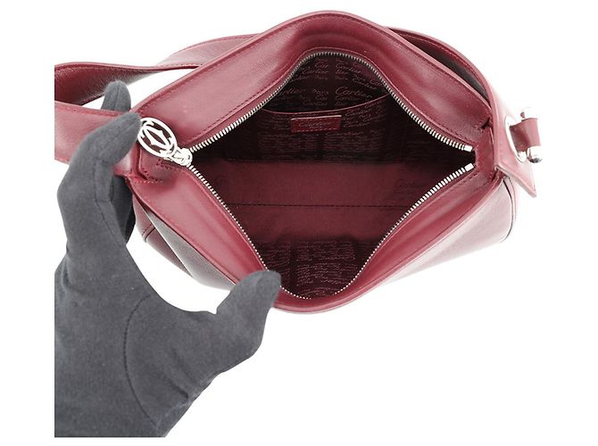 Borsa a tracolla Cartier Cabochon in pelle Bordò - vista 5