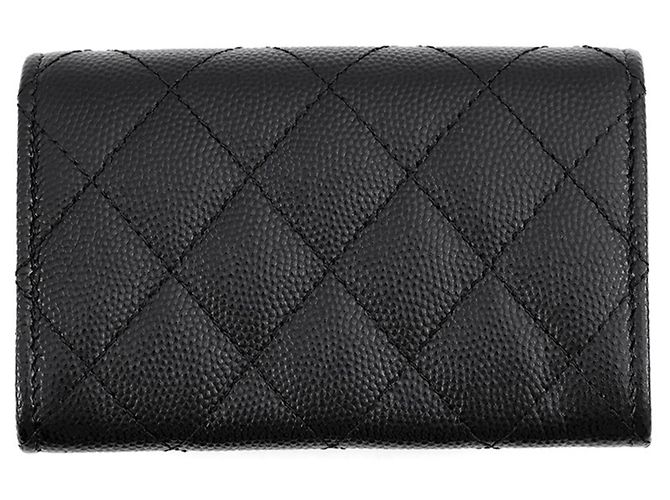 Tarjetero Chanel de piel de becerro granulada negra Negro - vista 3