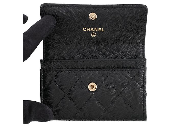 Tarjetero Chanel de piel de becerro granulada negra Negro - vista 4