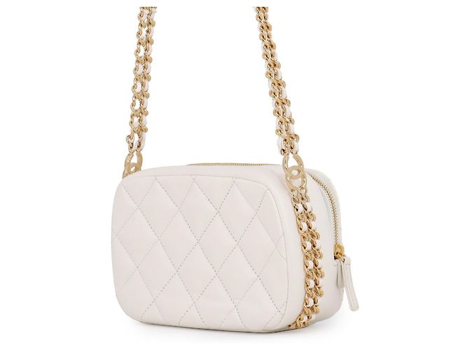 Borsa a tracolla Chanel Matelassé White Bianco - vista 2