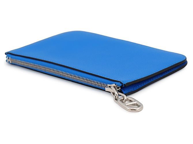 Hermès Tarjetero Hermes en piel Hydra azul - vista 2