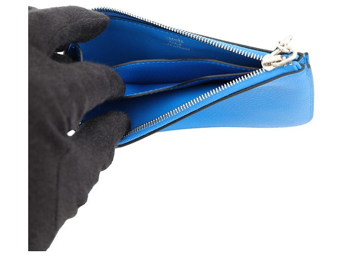 Hermès Tarjetero Hermes en piel Hydra azul - vista 4