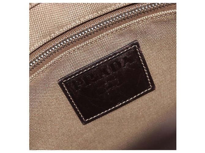 Borsa a tracolla PRADA in jacquard Canvas Silver Beige Auth fm5453 Argento - vista 14