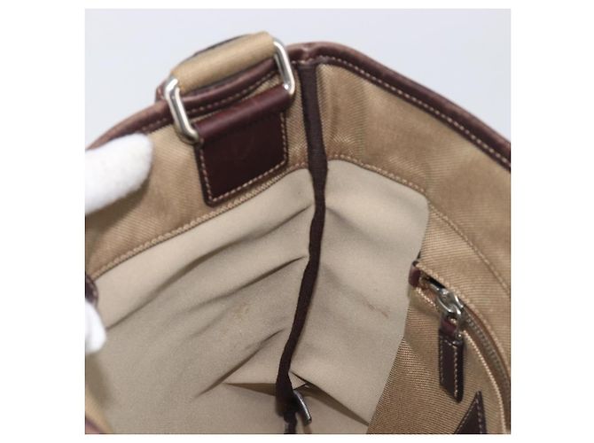 Borsa a tracolla PRADA in jacquard Canvas Silver Beige Auth fm5453 Argento - vista 17