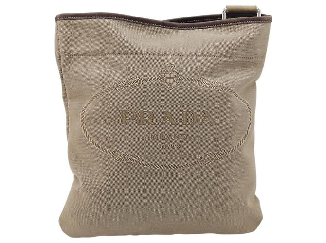 Borsa a tracolla PRADA in jacquard Canvas Silver Beige Auth fm5453 Argento - vista 2