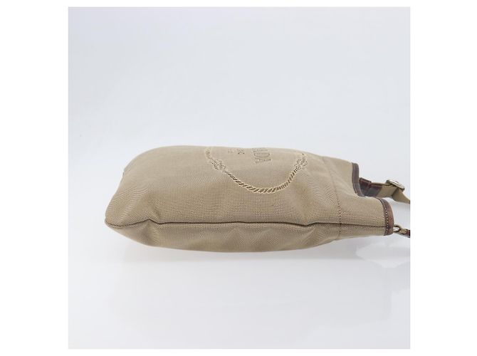 Borsa a tracolla PRADA in jacquard Canvas Silver Beige Auth fm5453 Argento - vista 4