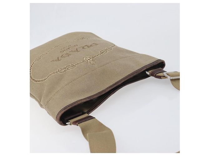 Borsa a tracolla PRADA in jacquard Canvas Silver Beige Auth fm5453 Argento - vista 6