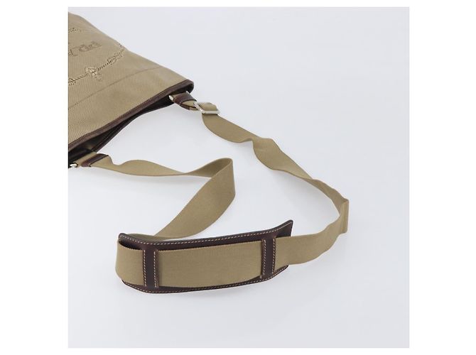 Borsa a tracolla PRADA in jacquard Canvas Silver Beige Auth fm5453 Argento - vista 7