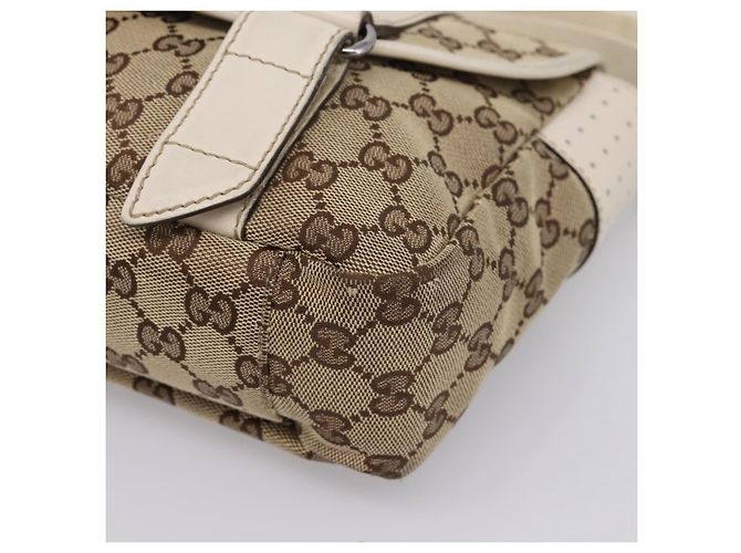 Borsa a tracolla GUCCI GG Canvas Beige Silver 145858 Auth ka5859 Argento - vista 10