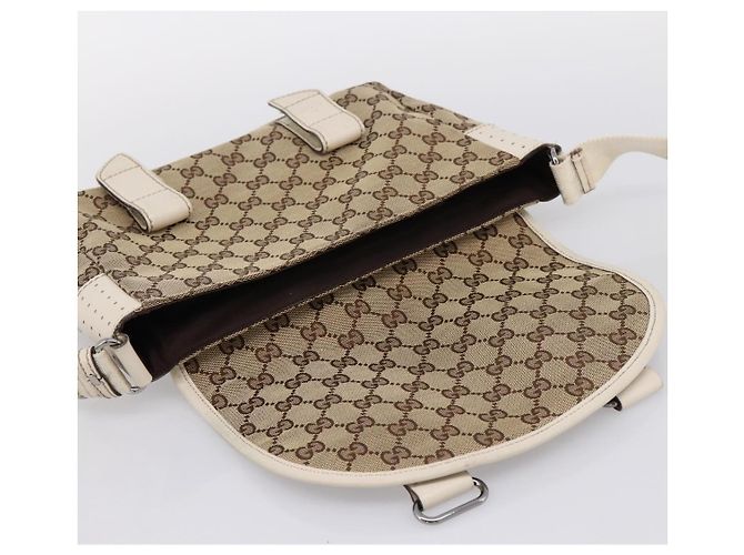 Borsa a tracolla GUCCI GG Canvas Beige Silver 145858 Auth ka5859 Argento - vista 14