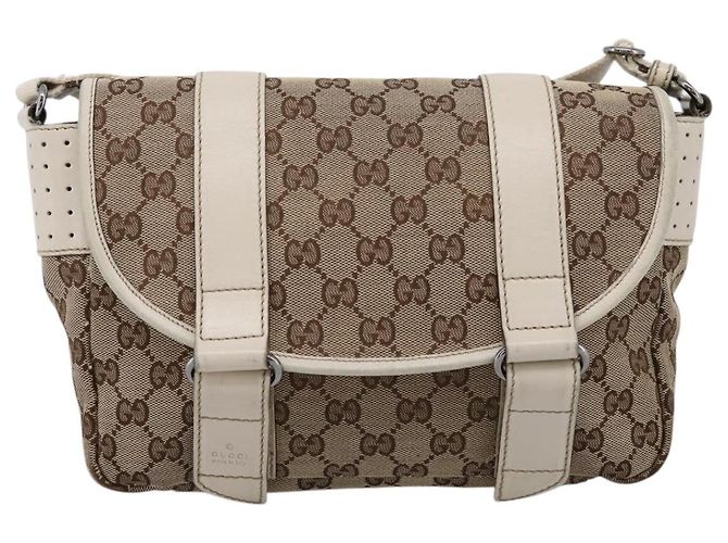 Borsa a tracolla GUCCI GG Canvas Beige Silver 145858 Auth ka5859 Argento - vista 2