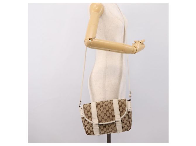 Borsa a tracolla GUCCI GG Canvas Beige Silver 145858 Auth ka5859 Argento - vista 23