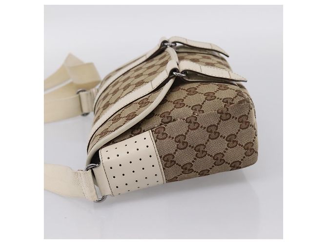 Borsa a tracolla GUCCI GG Canvas Beige Silver 145858 Auth ka5859 Argento - vista 4
