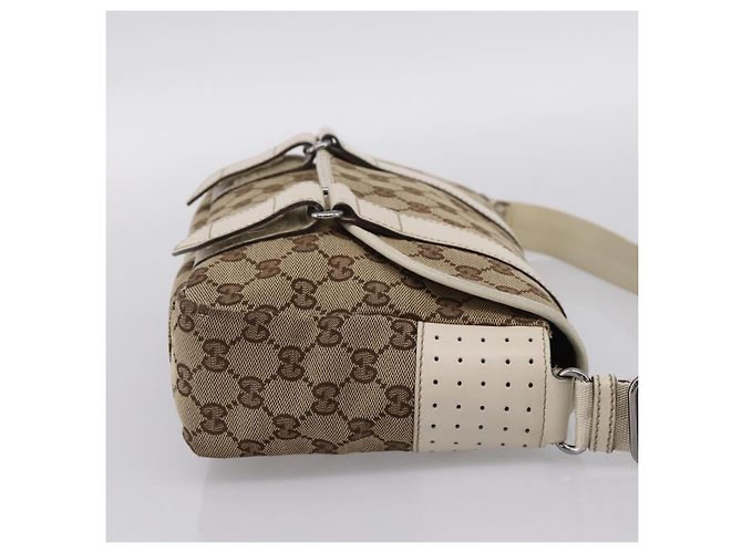 Borsa a tracolla GUCCI GG Canvas Beige Silver 145858 Auth ka5859 Argento - vista 5
