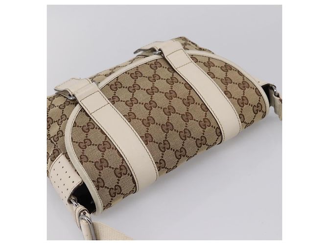 Borsa a tracolla GUCCI GG Canvas Beige Silver 145858 Auth ka5859 Argento - vista 6