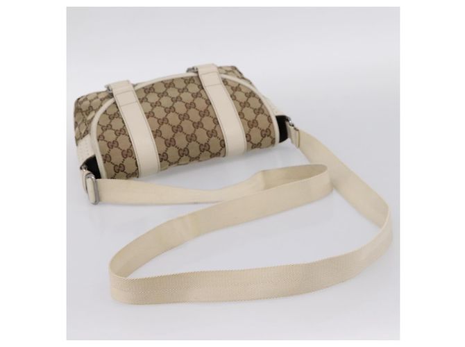Borsa a tracolla GUCCI GG Canvas Beige Silver 145858 Auth ka5859 Argento - vista 7