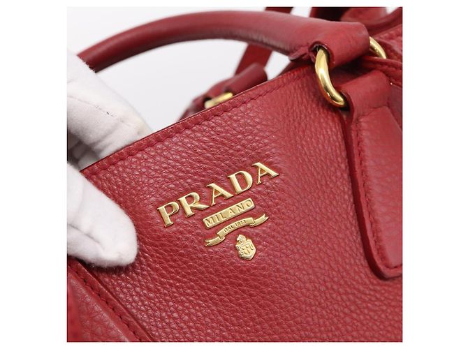 Borsa a mano PRADA Vittero Dino Leather 2way Rossa Oro Auth BA15080V Rosso D'oro - vista 16