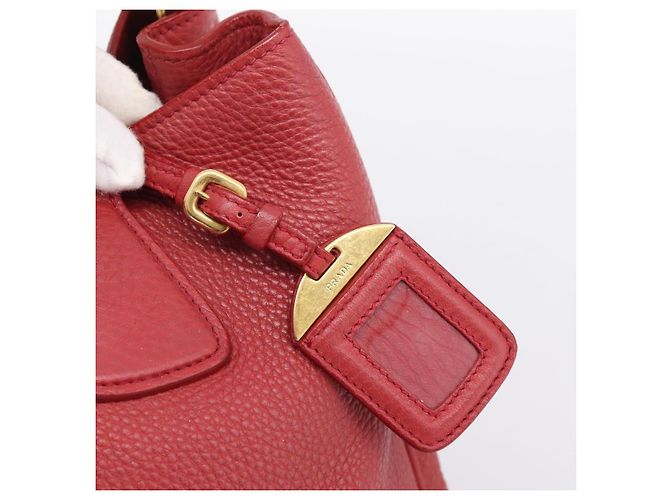 Borsa a mano PRADA Vittero Dino Leather 2way Rossa Oro Auth BA15080V Rosso D'oro - vista 17