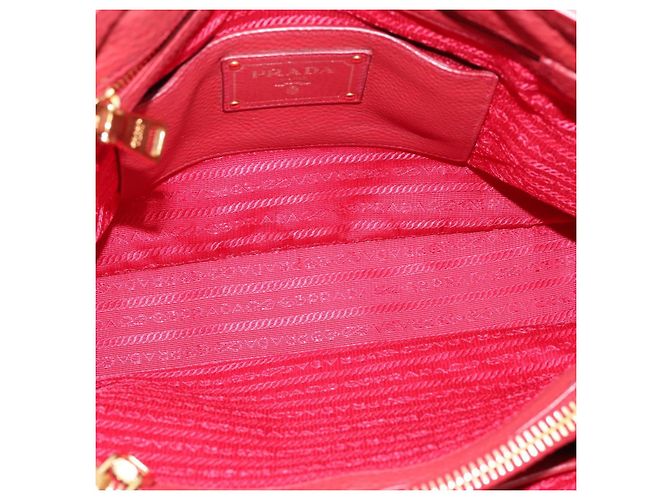 Borsa a mano PRADA Vittero Dino Leather 2way Rossa Oro Auth BA15080V Rosso D'oro - vista 19