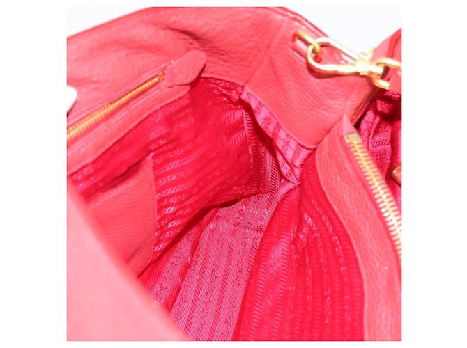 Borsa a mano PRADA Vittero Dino Leather 2way Rossa Oro Auth BA15080V Rosso D'oro - vista 20