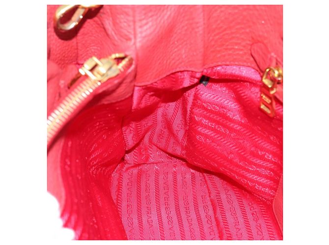 Borsa a mano PRADA Vittero Dino Leather 2way Rossa Oro Auth BA15080V Rosso D'oro - vista 21