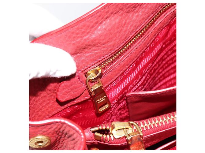 Borsa a mano PRADA Vittero Dino Leather 2way Rossa Oro Auth BA15080V Rosso D'oro - vista 23