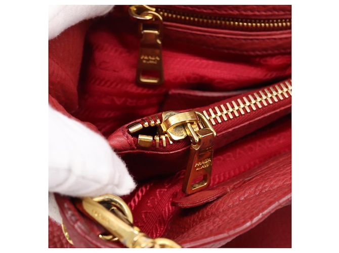 Borsa a mano PRADA Vittero Dino Leather 2way Rossa Oro Auth BA15080V Rosso D'oro - vista 25
