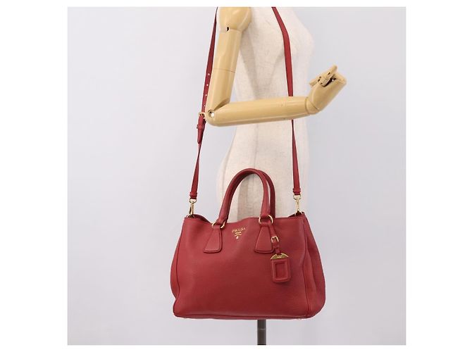 Borsa a mano PRADA Vittero Dino Leather 2way Rossa Oro Auth BA15080V Rosso D'oro - vista 31