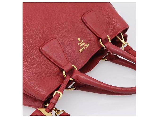 Borsa a mano PRADA Vittero Dino Leather 2way Rossa Oro Auth BA15080V Rosso D'oro - vista 6