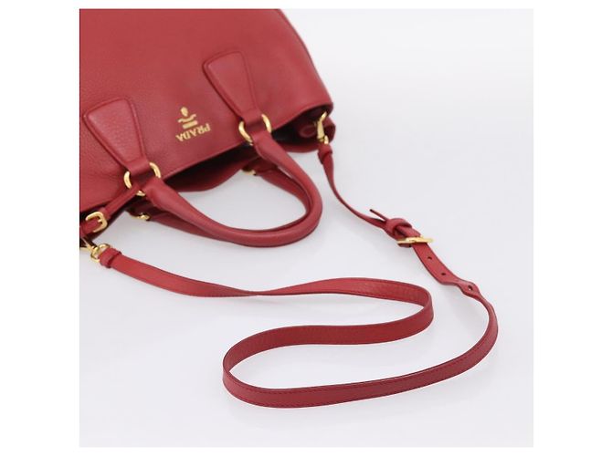 Borsa a mano PRADA Vittero Dino Leather 2way Rossa Oro Auth BA15080V Rosso D'oro - vista 9
